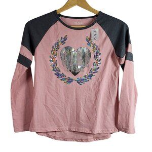 Children's Place Top Pink Silver SZ 10 Large Long Sleeve Glitter Girl Club NWT